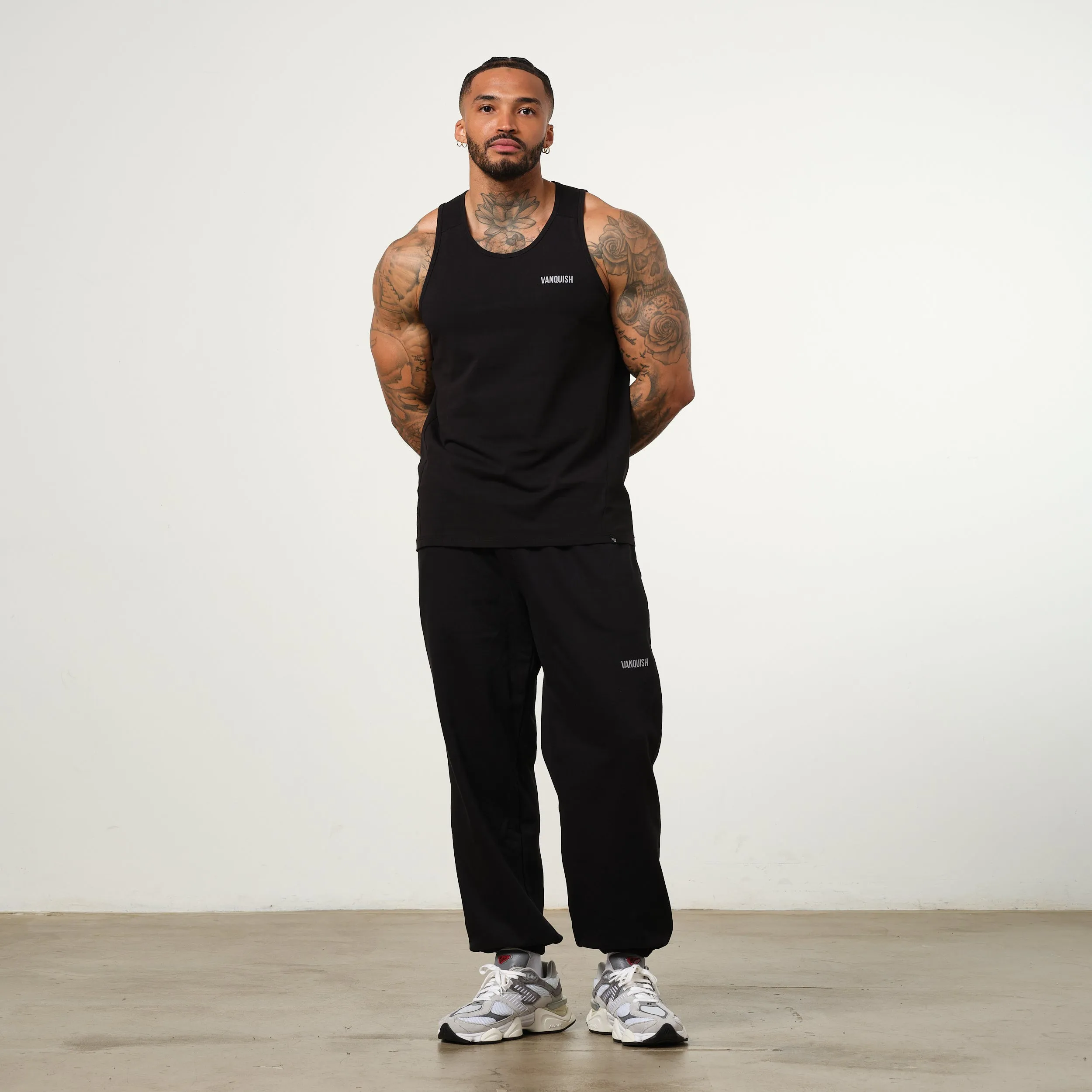Vanquish Essential Black Regular Fit Tank Top Street Smooth Quick Release Fabric
