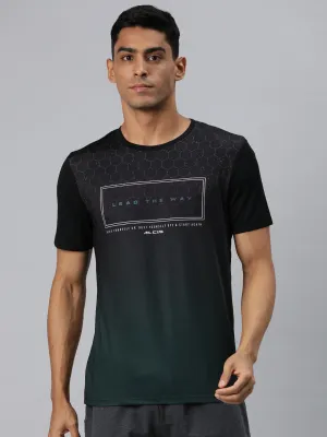 Alcis Men Green Typography Printed Anti Static Slim Fit T-shirt Peace Flow