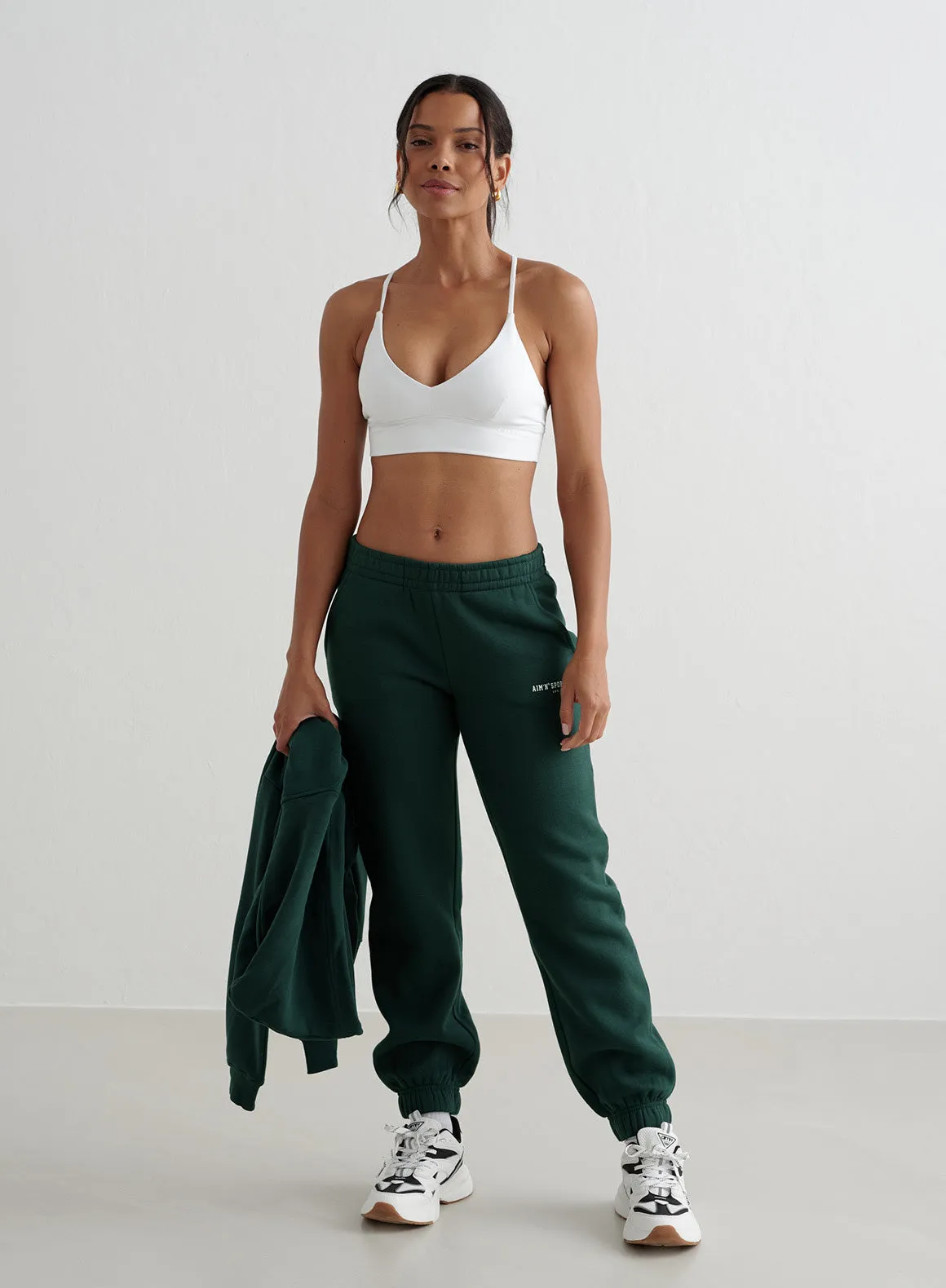 Deep Emerald Varsity Classic Sweatpants Double Stitched Functional Waist