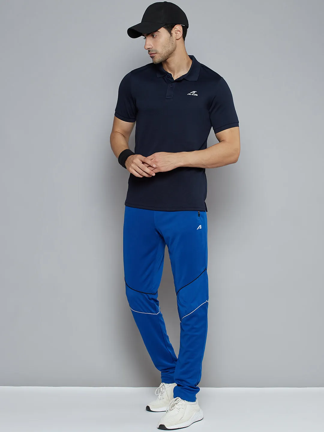 StaticResistantMaterial Alcis Men Blue Solid Slim Fit Running Track Pants