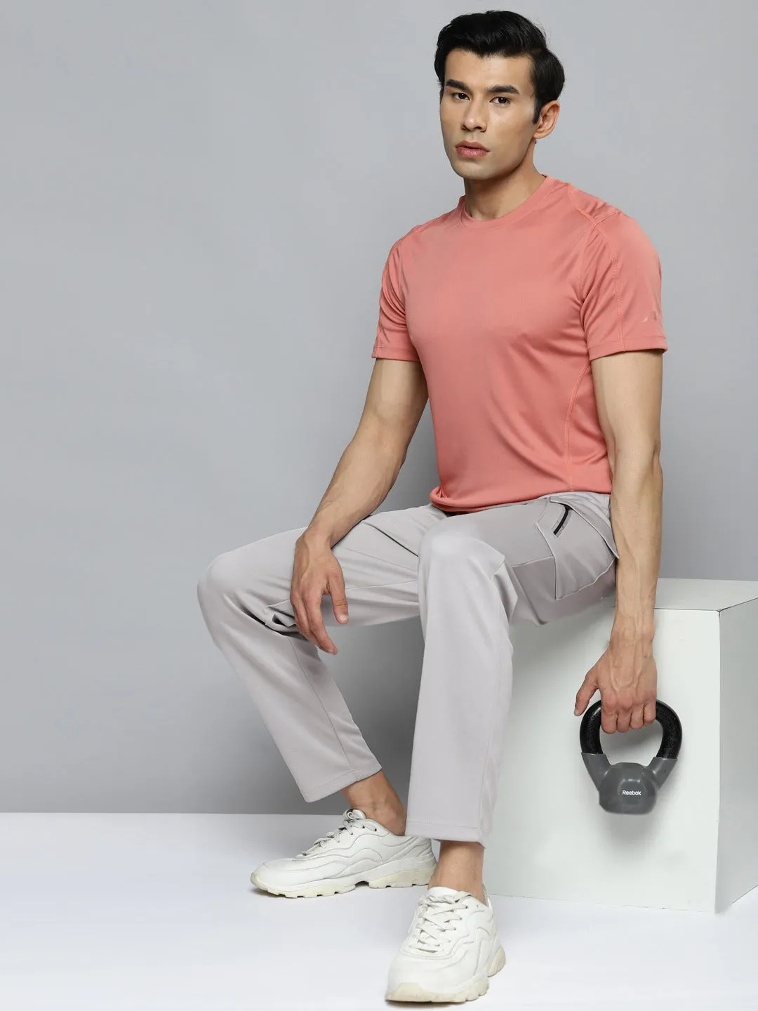 Alcis Men Grey Solid Slim Fit Mid-Rise Regular Track Pants Raw edge TaglessComfort