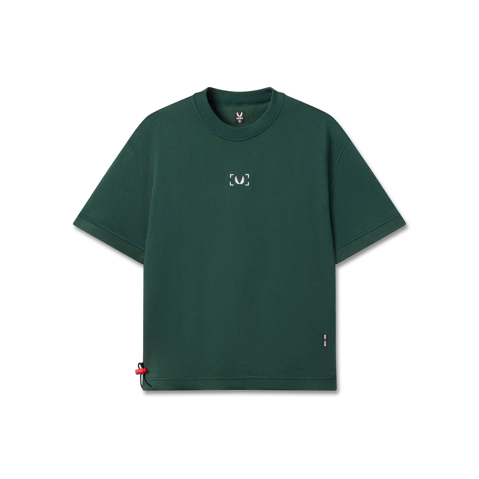 1026. Herringbone Terry Oversized Cinch Tee - Forest Green family gathering Daily Outfit Style