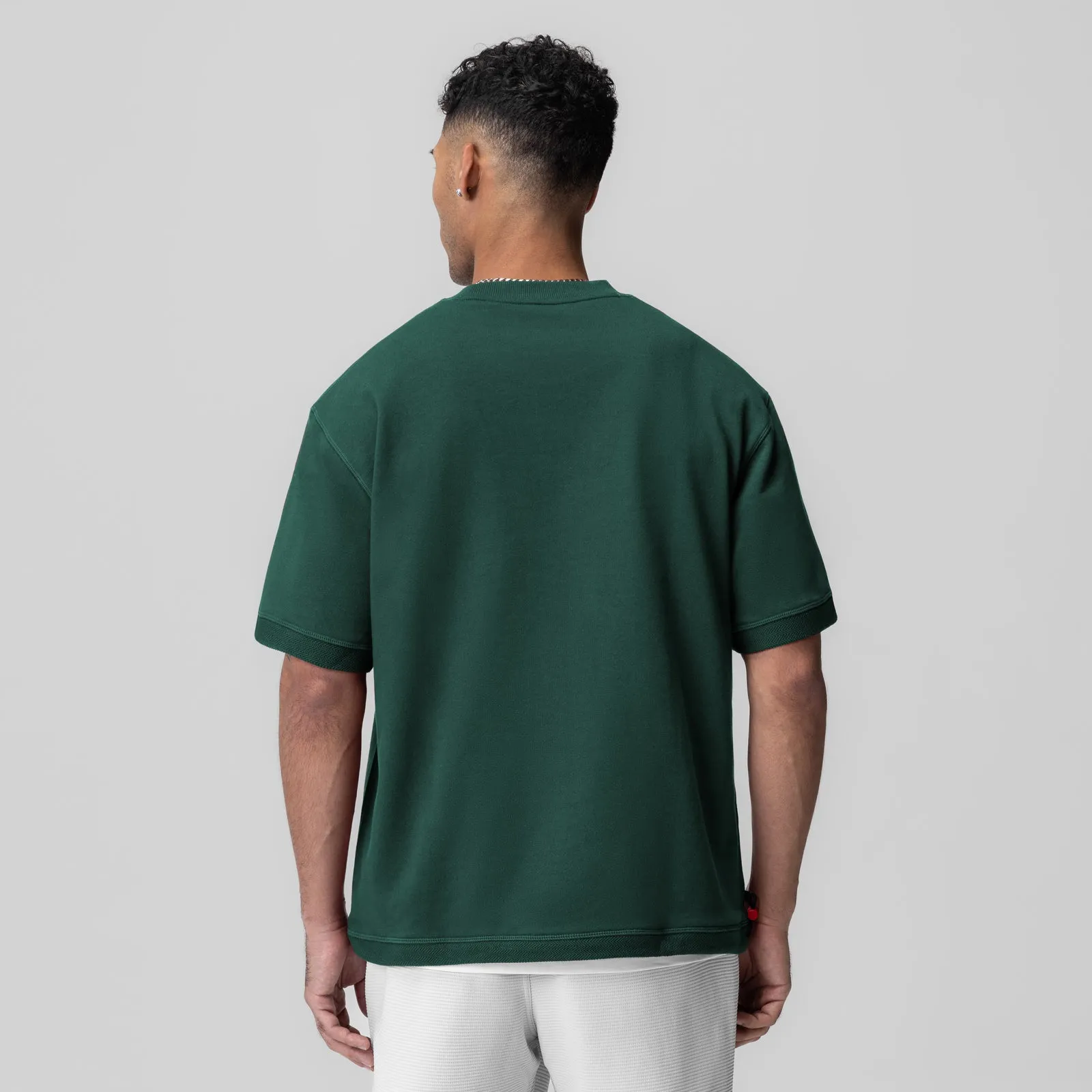 1026. Herringbone Terry Oversized Cinch Tee - Forest Green Colorfast Material Layering Essential
