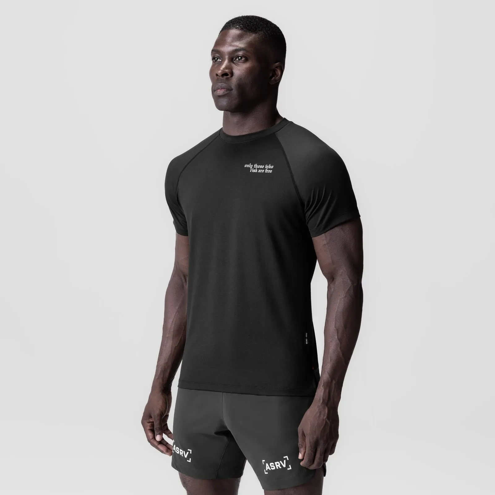 0839. 3D-Lite? 2.0 Lycra? Fitted Tee - Black "Brush Wings" Raw Hem Finish