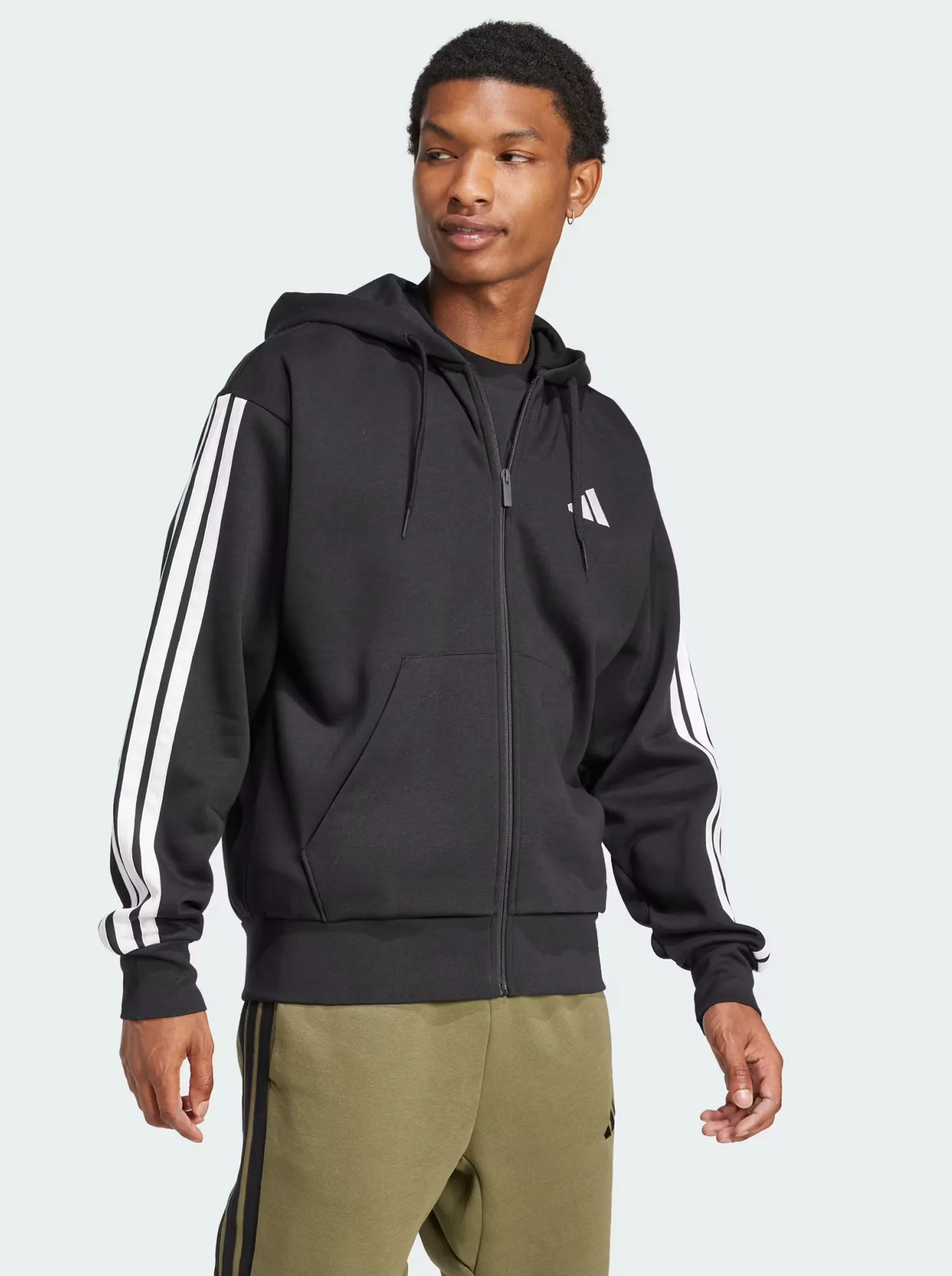 Essentials 3-Stripes Fleece Hoodie Premium Feel Heavyweight Terry Construction