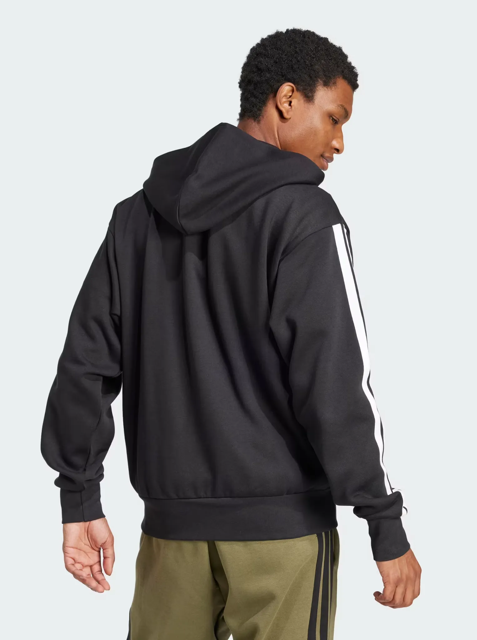 High Neck Minimalist Wardrobe Essentials 3-Stripes Fleece Hoodie