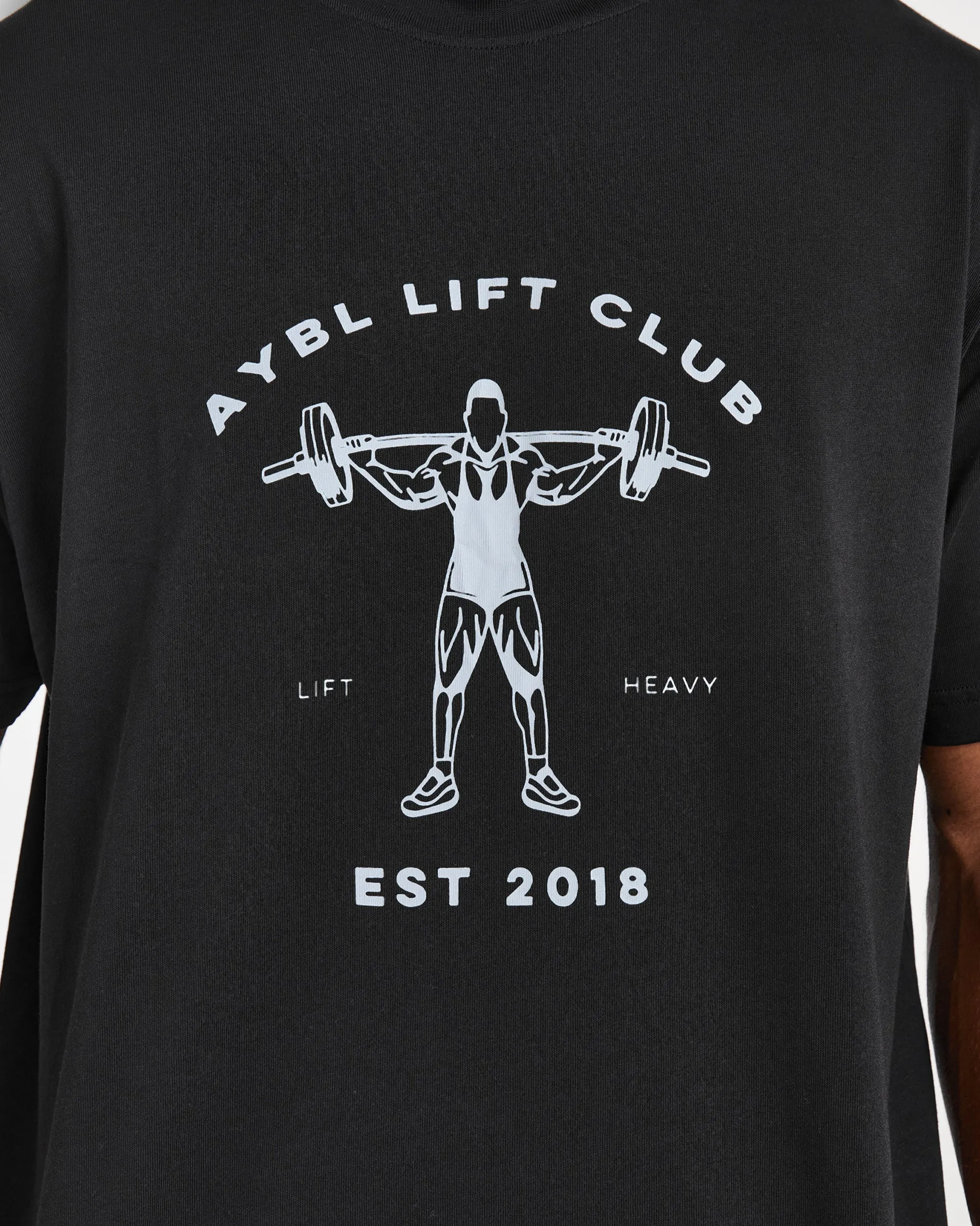 Non Shrink Material Lift Club Oversized T Shirt - Black