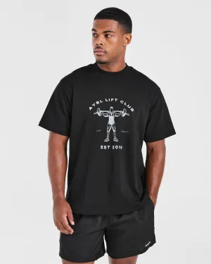 Lift Club Oversized T Shirt - Black Stretchable Fabric