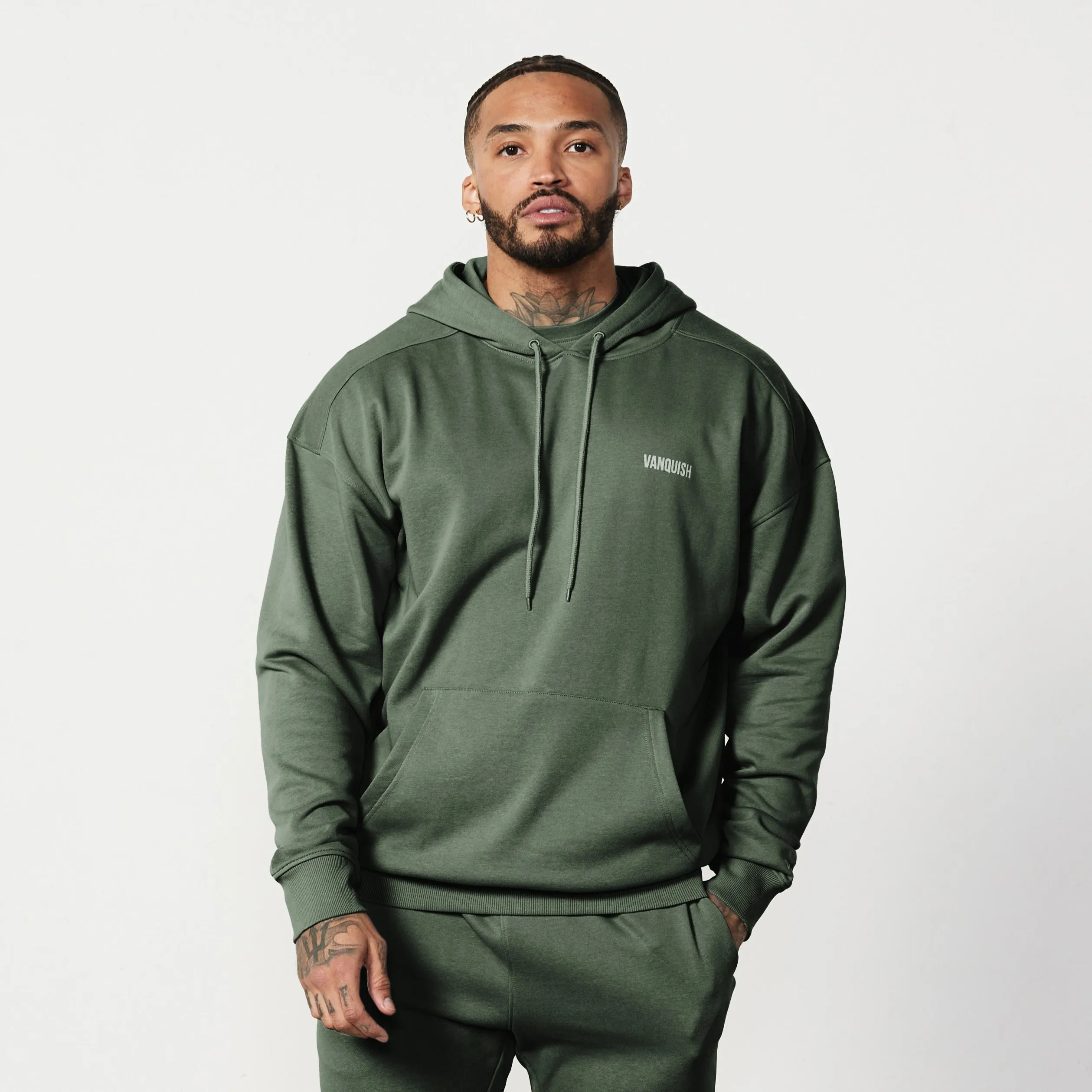 Beach Wear Athleisure Wear Vanquish Essential Forest Green Oversized Pullover Hoodie