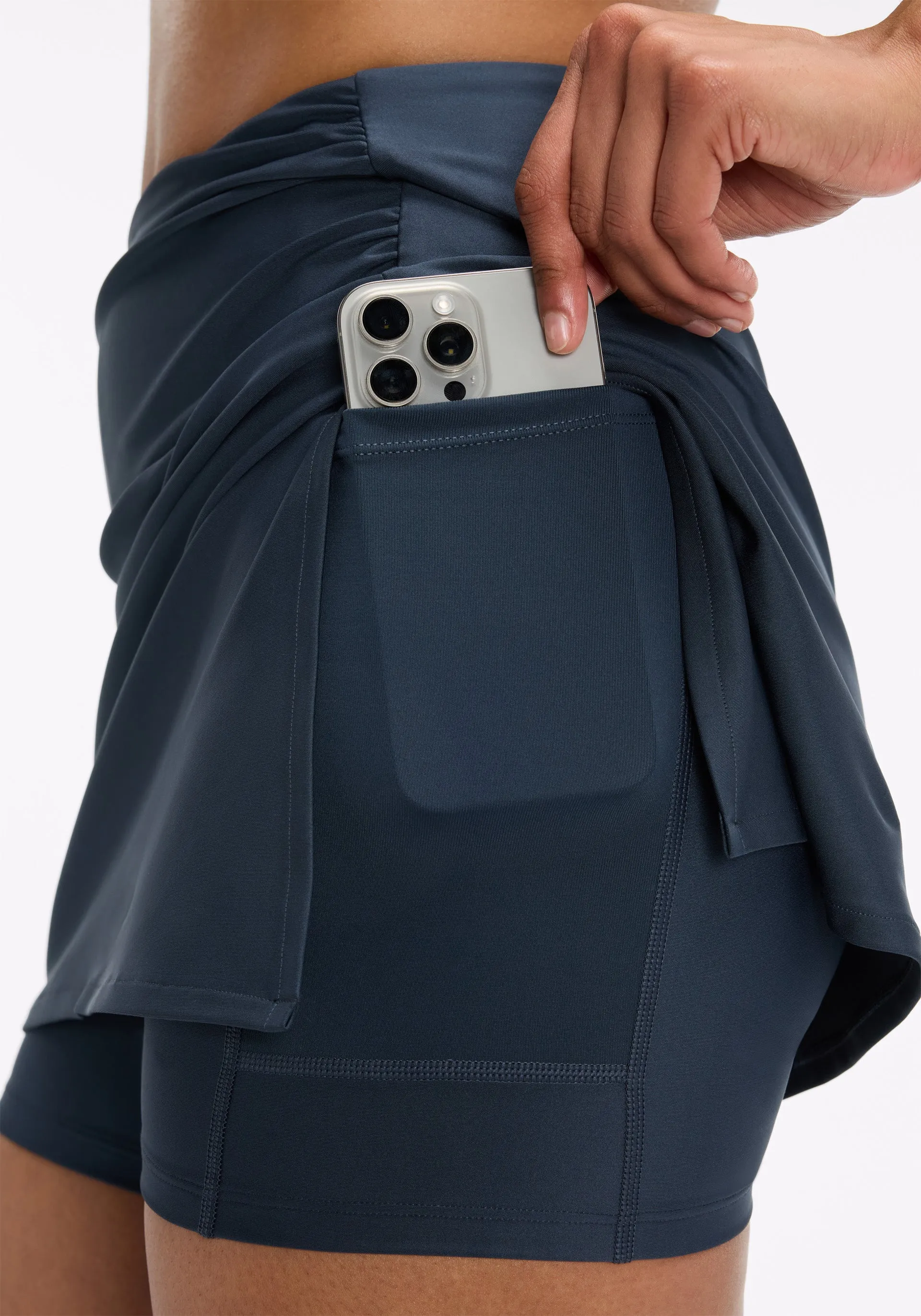 Endurance Light Ruched Skort Quick Pocket Access