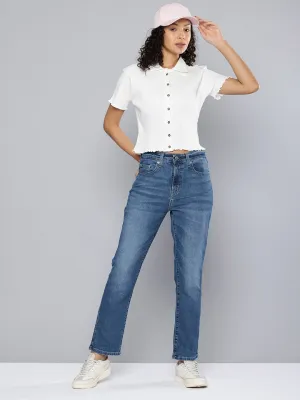 Women's 710 Blue Skinny Fit High Rise Jeans Hypoallergenic Material Composition