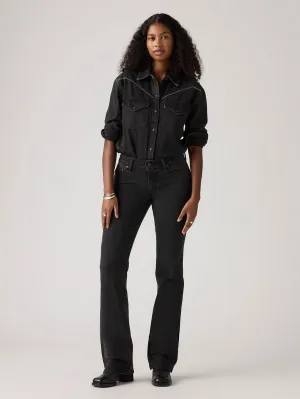 Couple Look Athlete Fit Festival Outfit Simple Touch Women's Black Superlow Bootcut Fit Low Rise Jeans