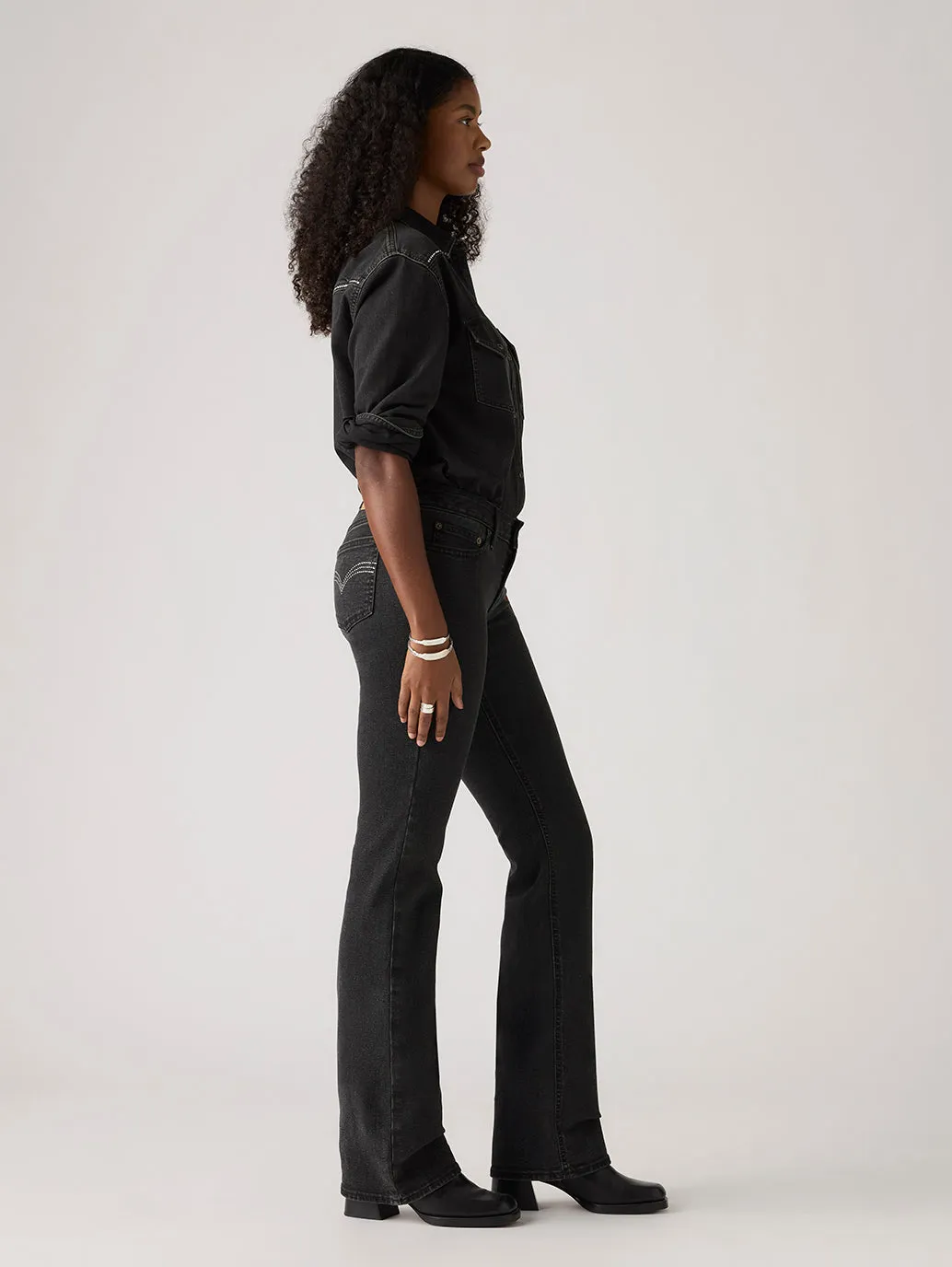 Regular Look Lockstitch Construction Women's Black Superlow Bootcut Fit Low Rise Jeans