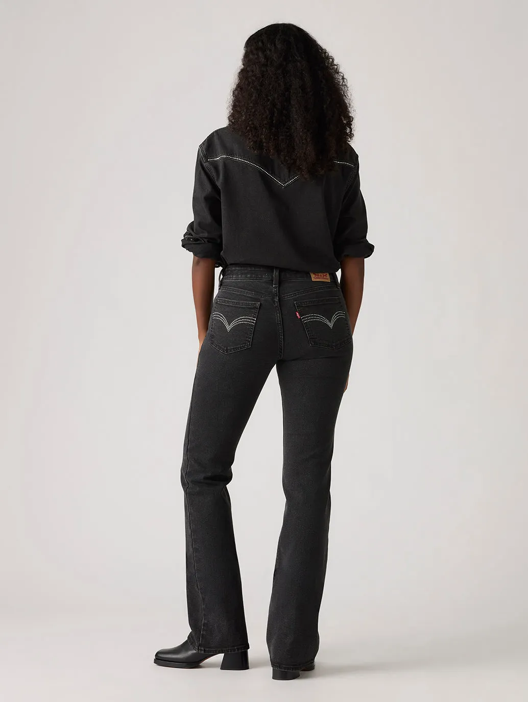 Women's Black Superlow Bootcut Fit Low Rise Jeans Casual Friday Picnic Style Nature Lover