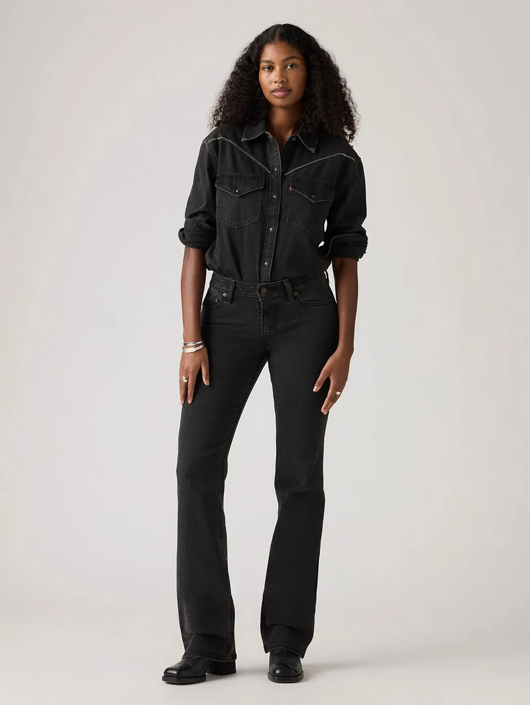 Couple Look Athlete Fit Festival Outfit Simple Touch Women's Black Superlow Bootcut Fit Low Rise Jeans