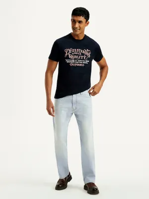 Men's 555 Light Blue Loose Fit Mid Rise Jeans Minimalist Daily Wear Loose