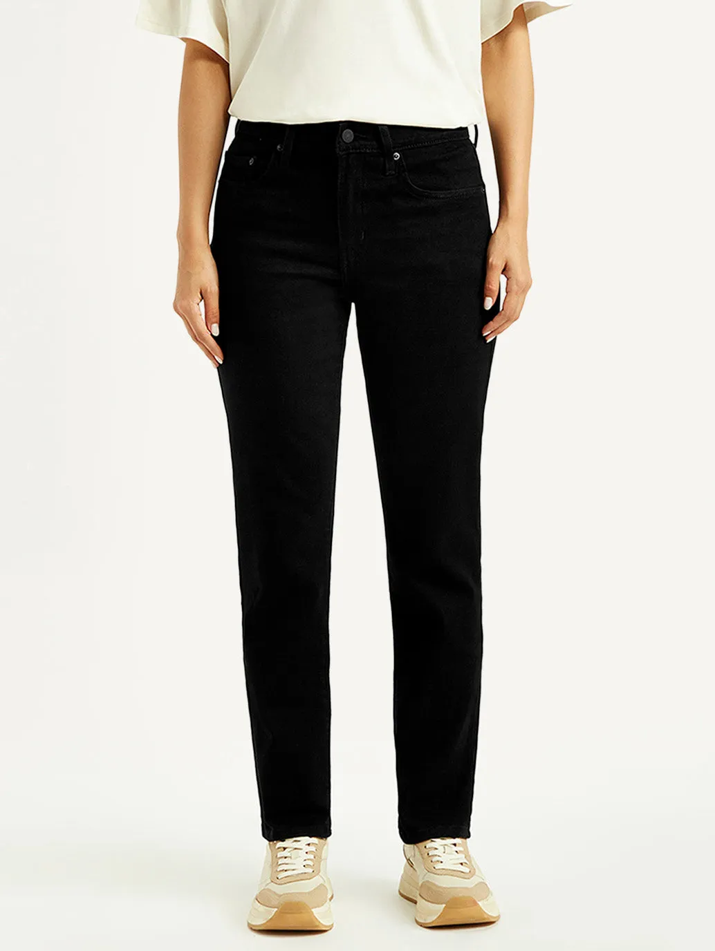 Women's 724 Black Straight Fit High Rise Jeans Timeless Option Stylish Casual Evening Stroll