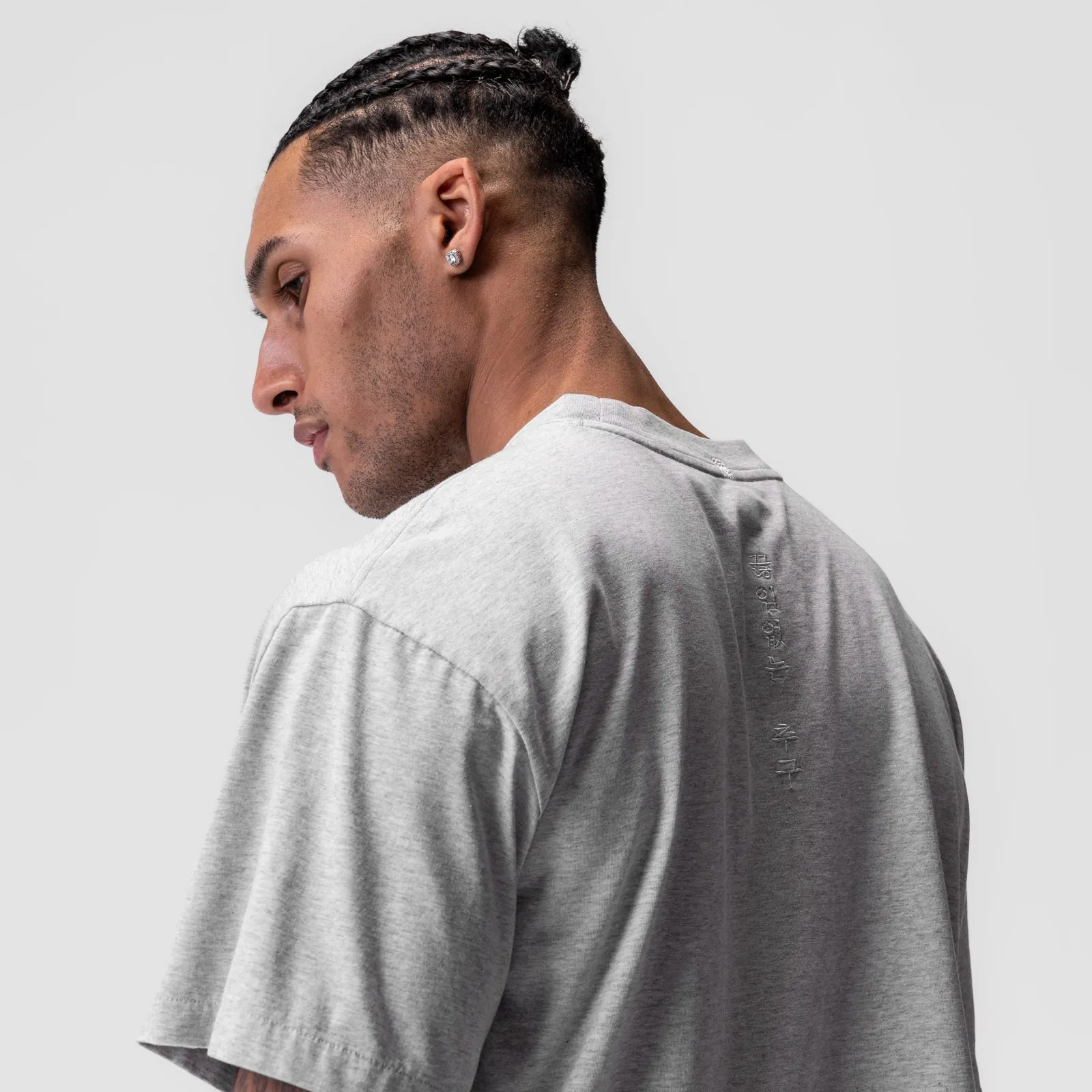 Skin Friendly Blends 0797. Tech Essential? Relaxed Tee - Heather Grey "Space Bracket"