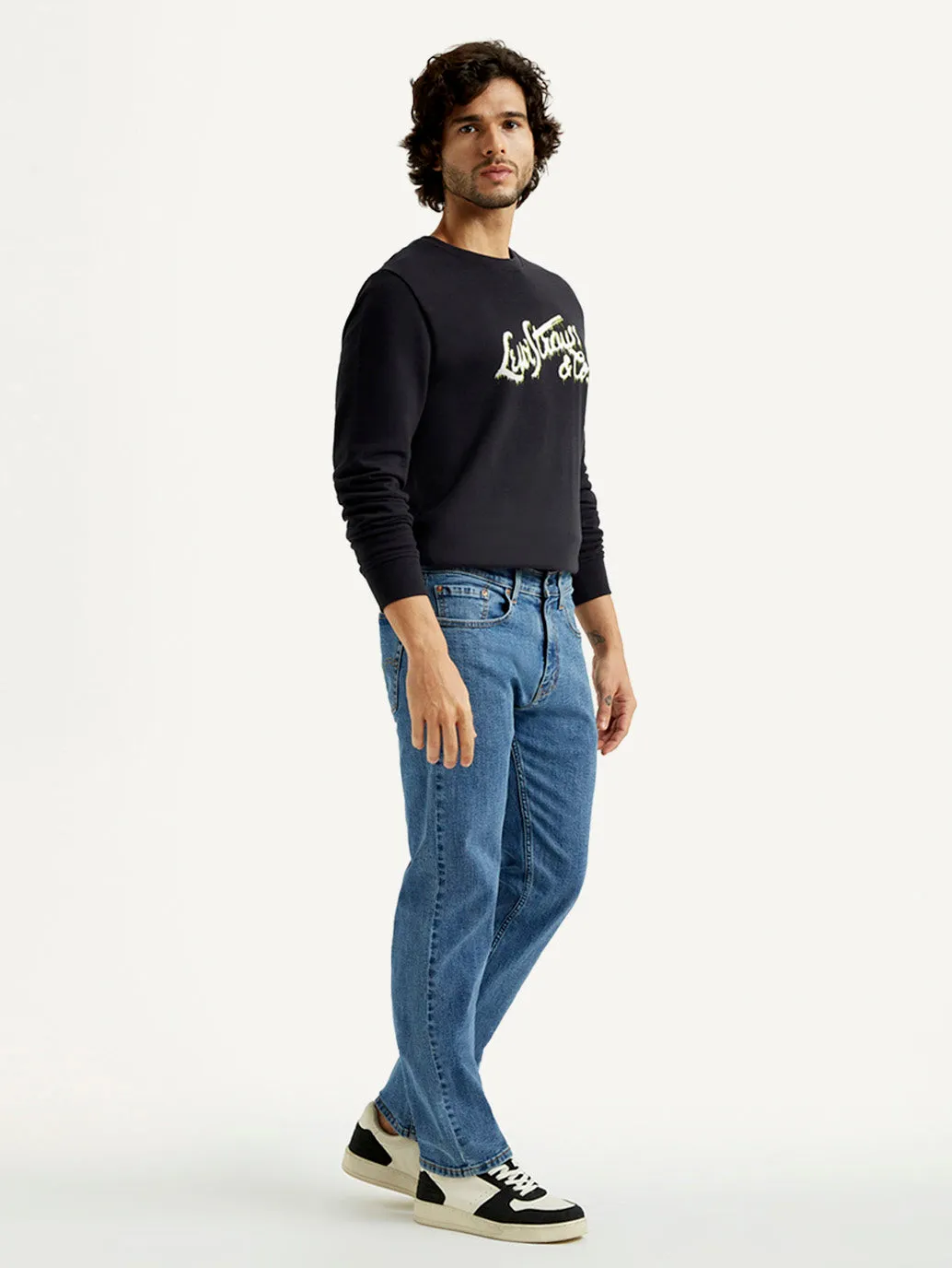 All Fit Style Timeless Wear Men's 505 Mid Indigo Straight Fit Mid Rise Jeans
