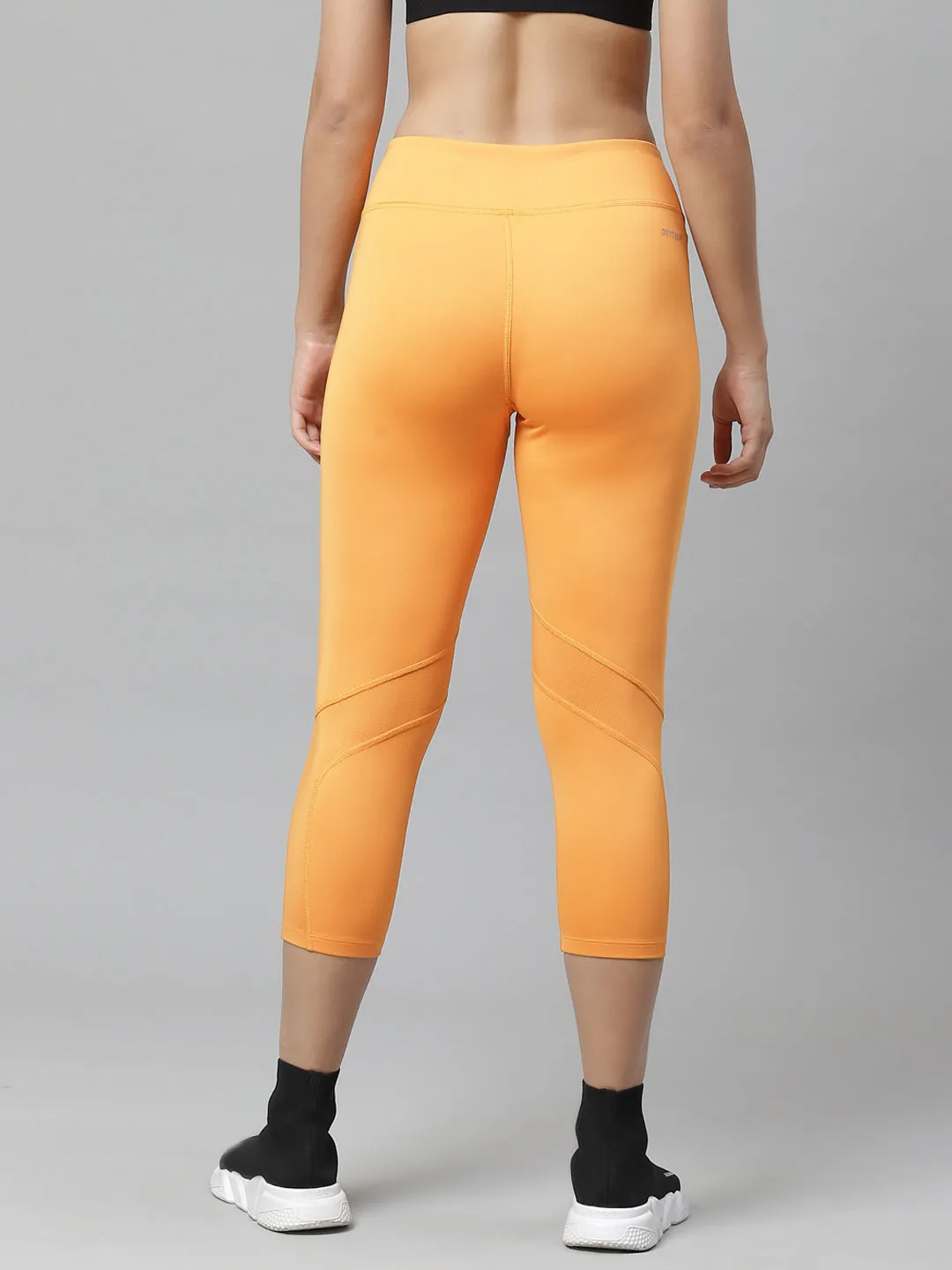 Alcis Nari Orange Solid Slim Fit Drytech  Cropped Tights Yoga Class Beginner Level Smart Fit