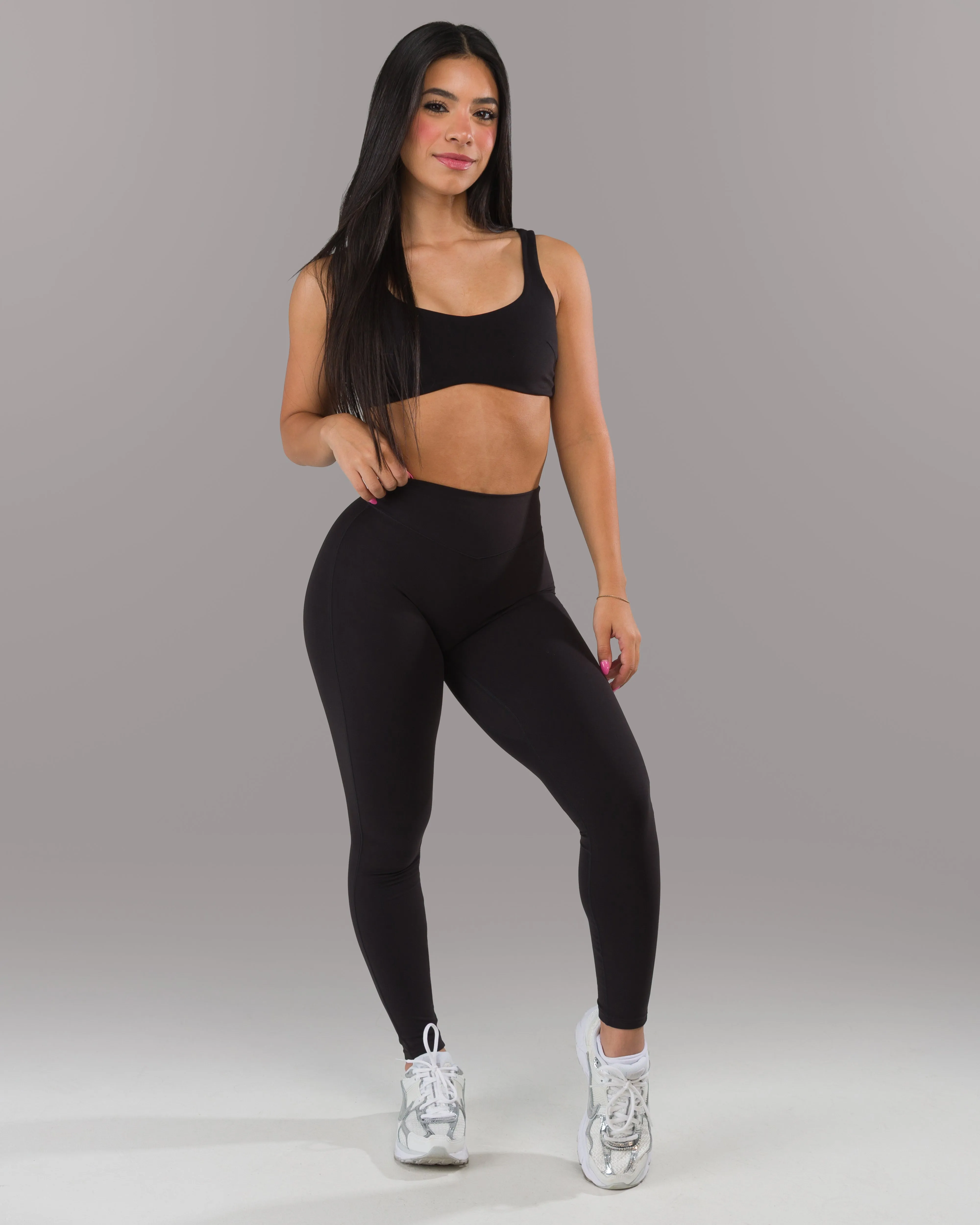Four Way Winter Sports Dip Back Legging - Black