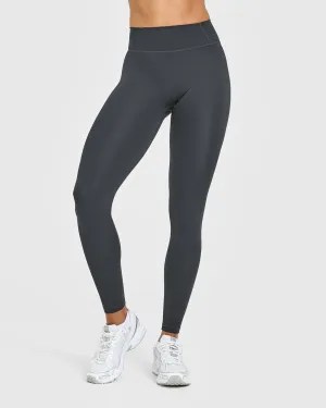 Secure Pocket Seams Travel Outfit Trend Seeker Timeless High Waisted Leggings with White Logo | Coal Hero Light