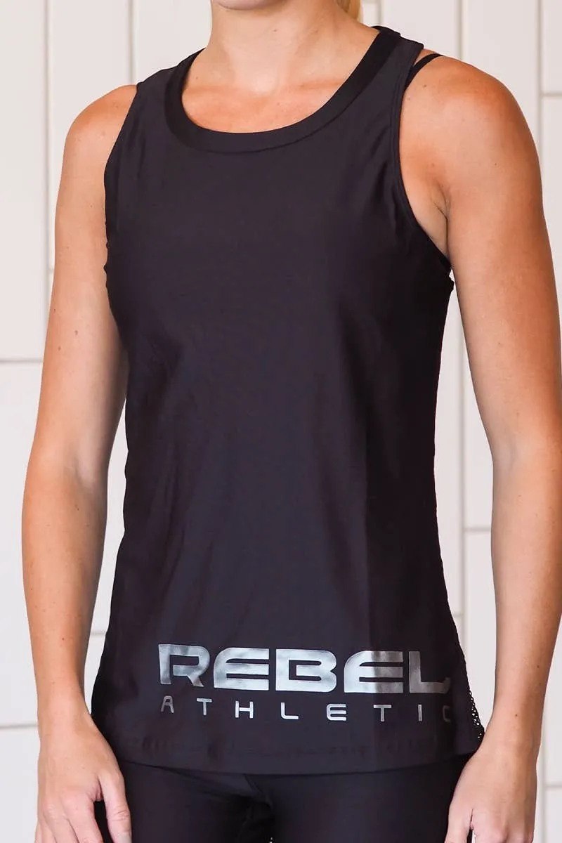 Amelia Tank in Black Beach Fit