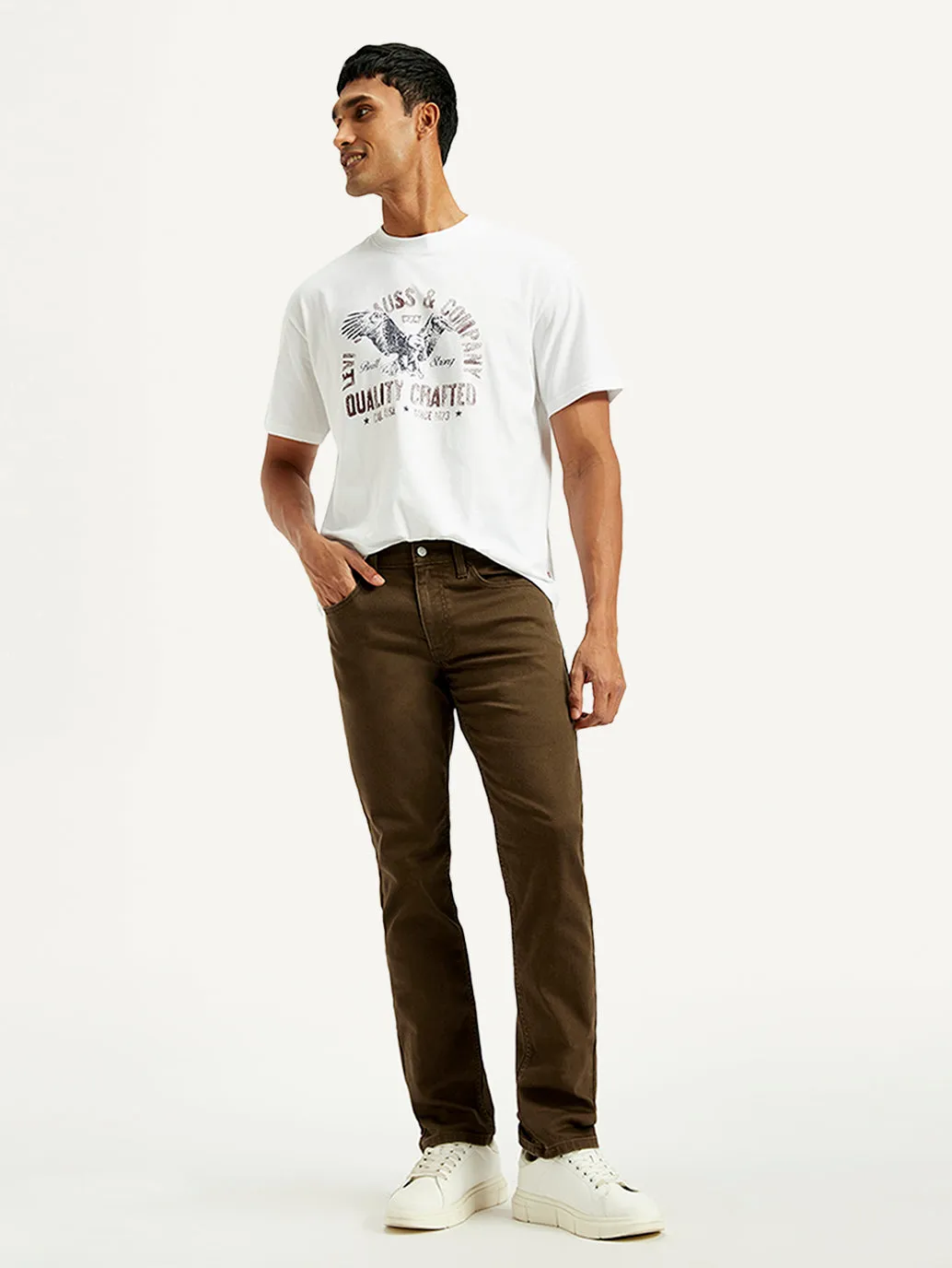 City Walk Comfy Weekend Getaway Faded Wash Men's 511 Brown Overdyed Slim Fit Mid Rise Jeans