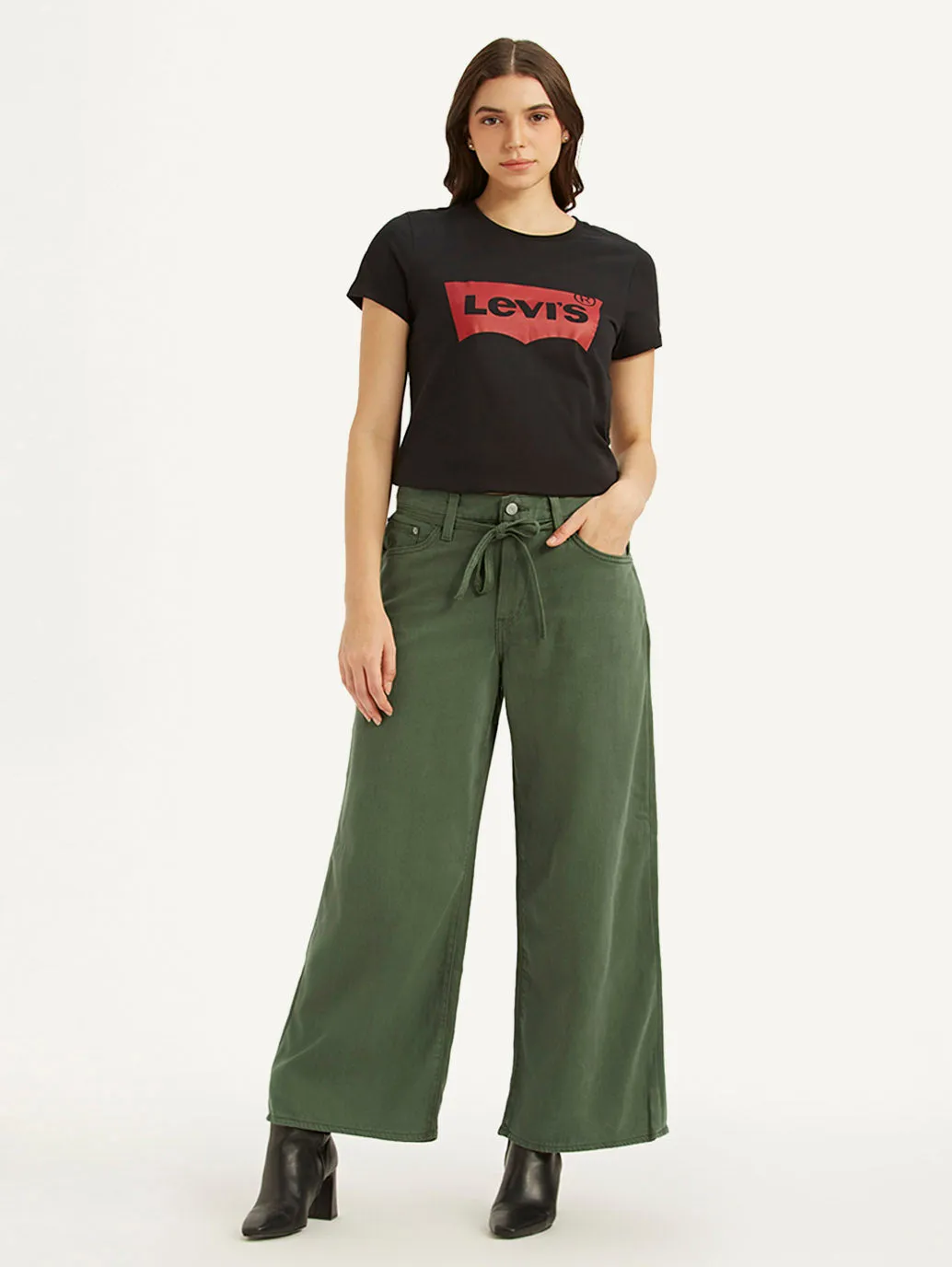 Women's Green XL Straight Fit Mid Rise Jeans Weekend Wear