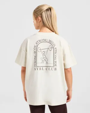 Chill Wear Body, Mind, You Oversized T Shirt - Beige/Brown Cozy Fit