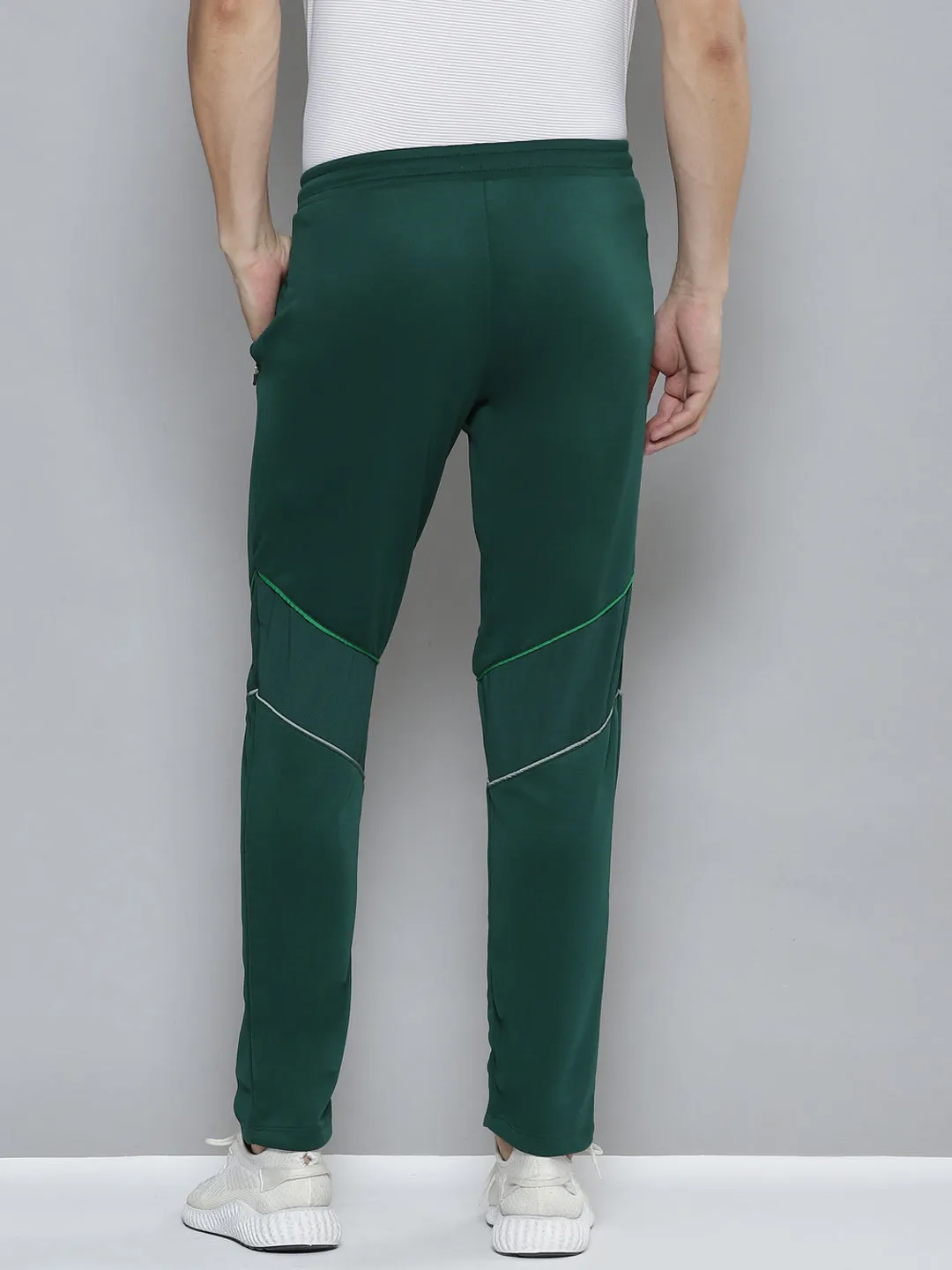 Alcis Men Green Solid Slim Fit Running Track Pants Modern Edge Quick Cool