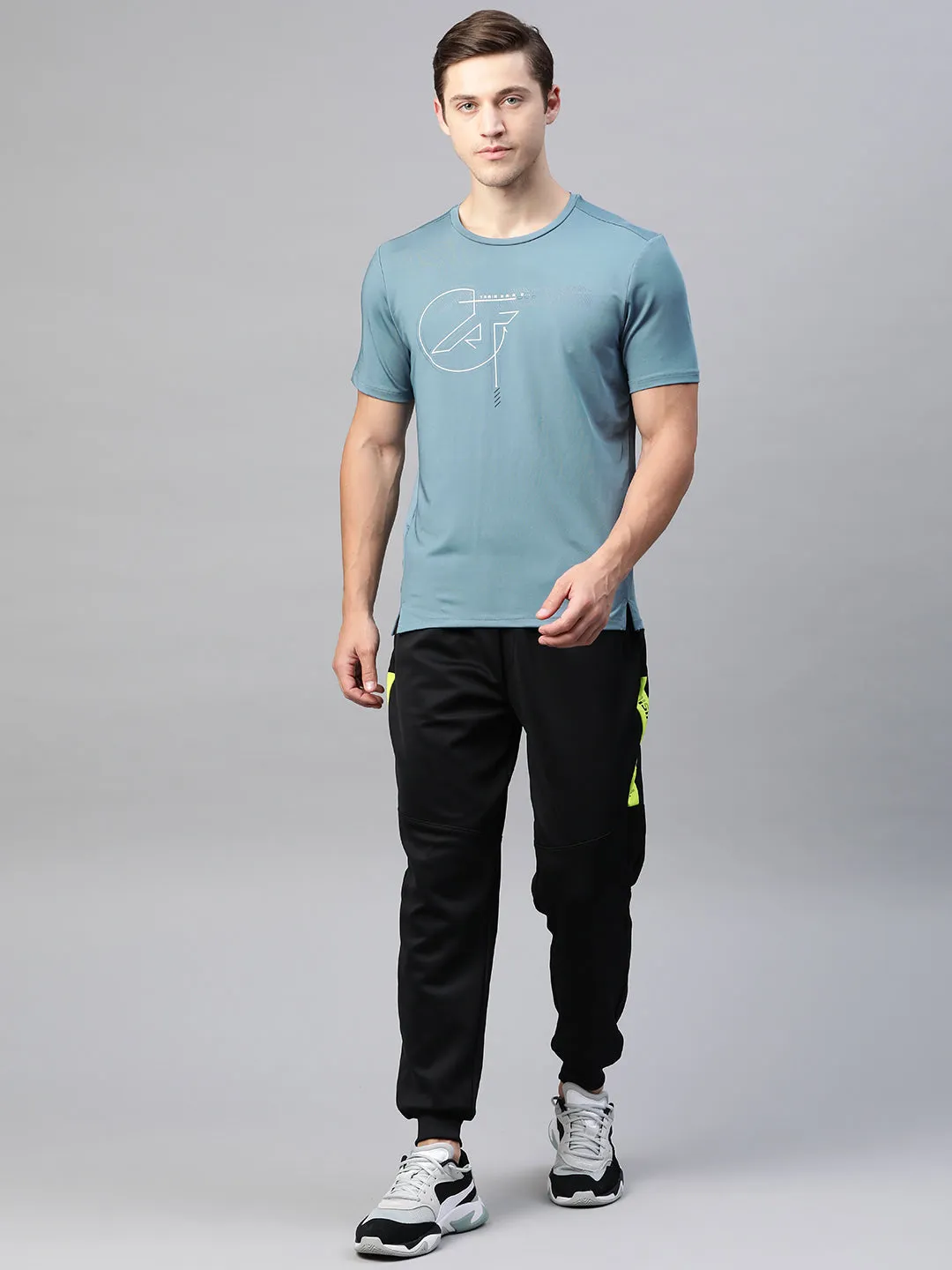 Alcis Men Solid Grey Tshirts WearResistantHem