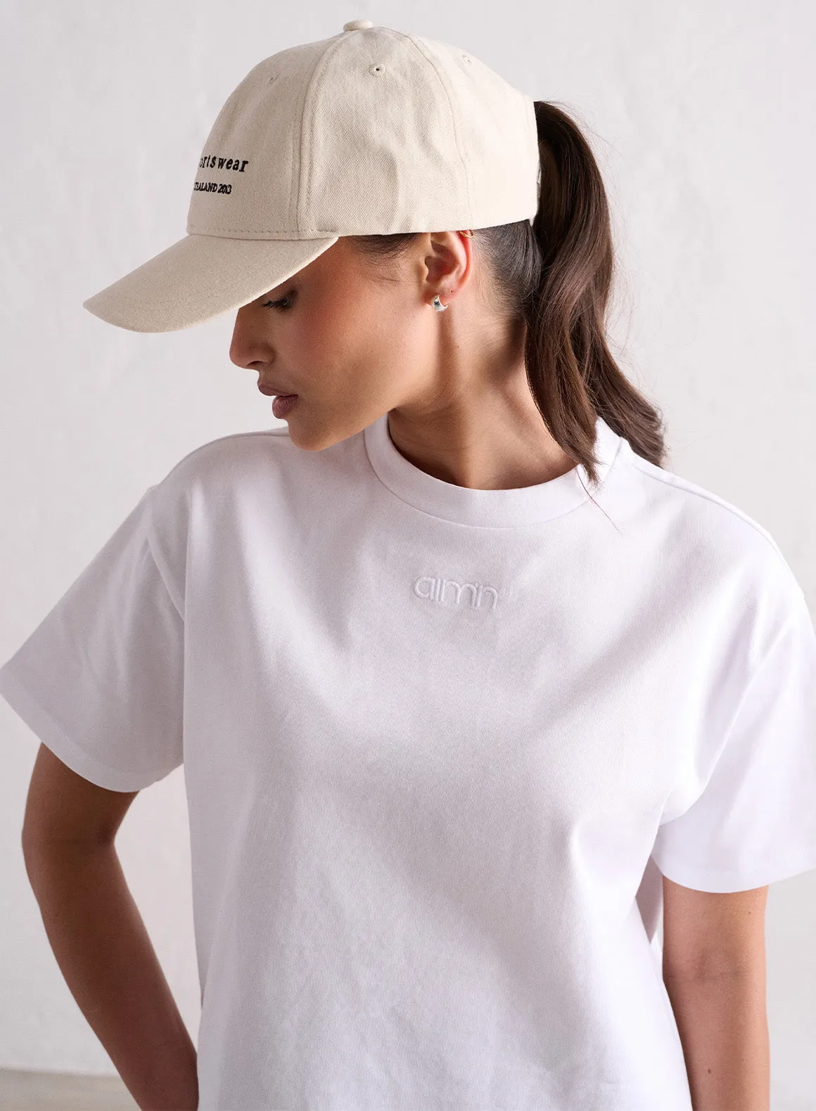 MinimalBranding Tight Fit White Boxy T-shirt