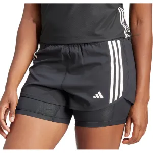 HighBackRise adidas Own The Run 3 Stripes 2 In 1 Womens Running Shorts - Black
