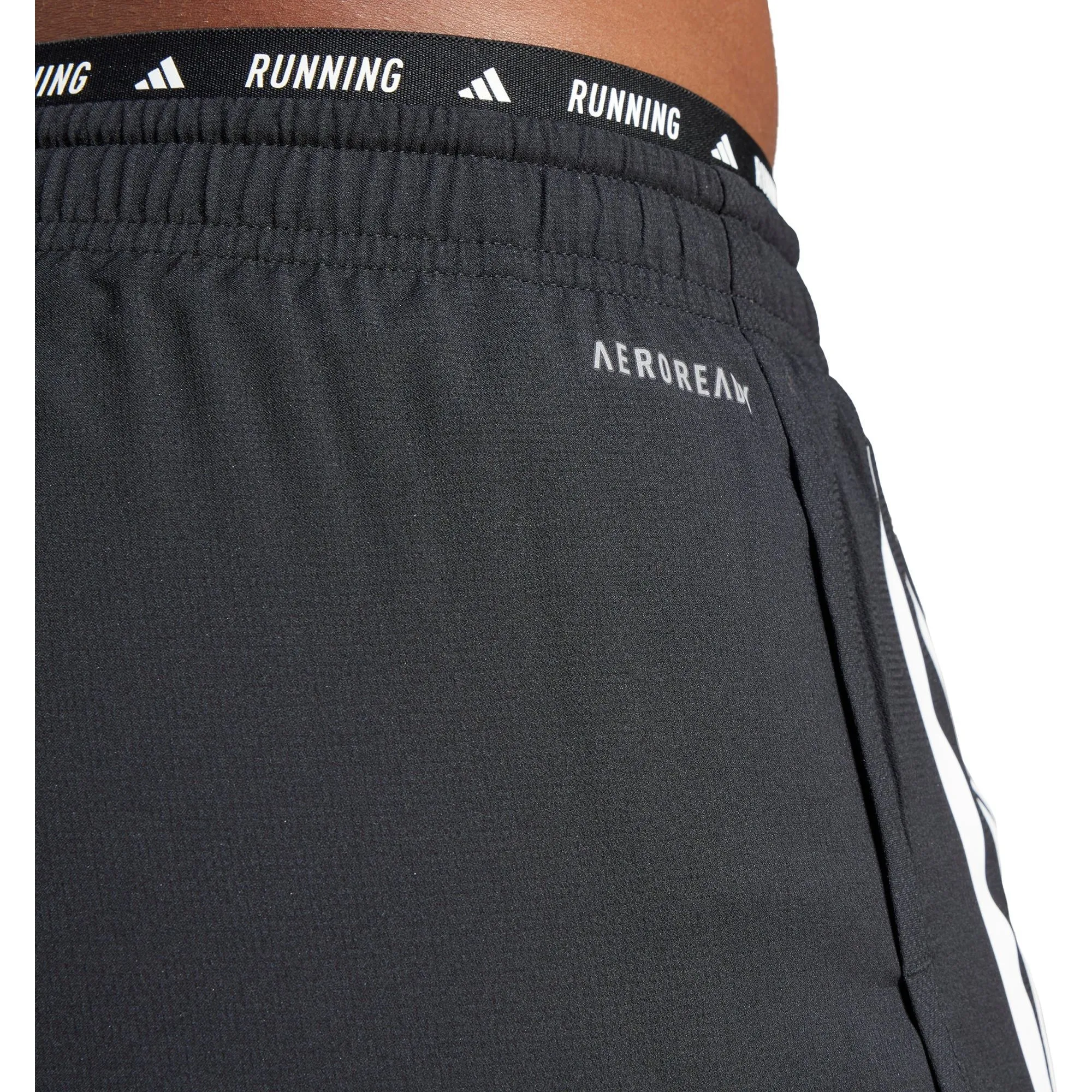 Recycled Elastic Trim adidas Own The Run 3 Stripes 2 In 1 Womens Running Shorts - Black