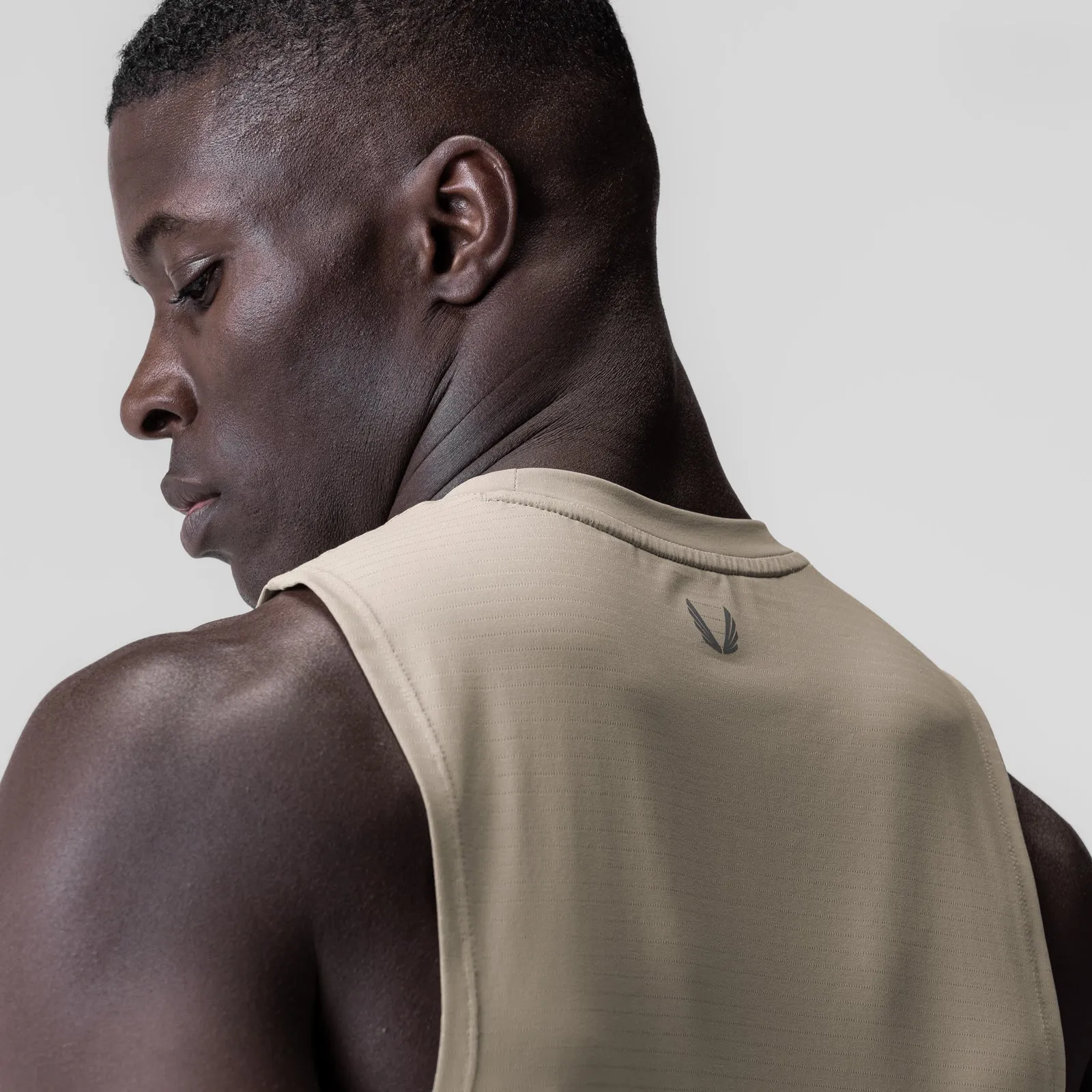 0837. 3D-Lite? 2.0 Lycra? Muscle Tank - Sand Smoke "RP" Active Cool Machine - learning - enabled
