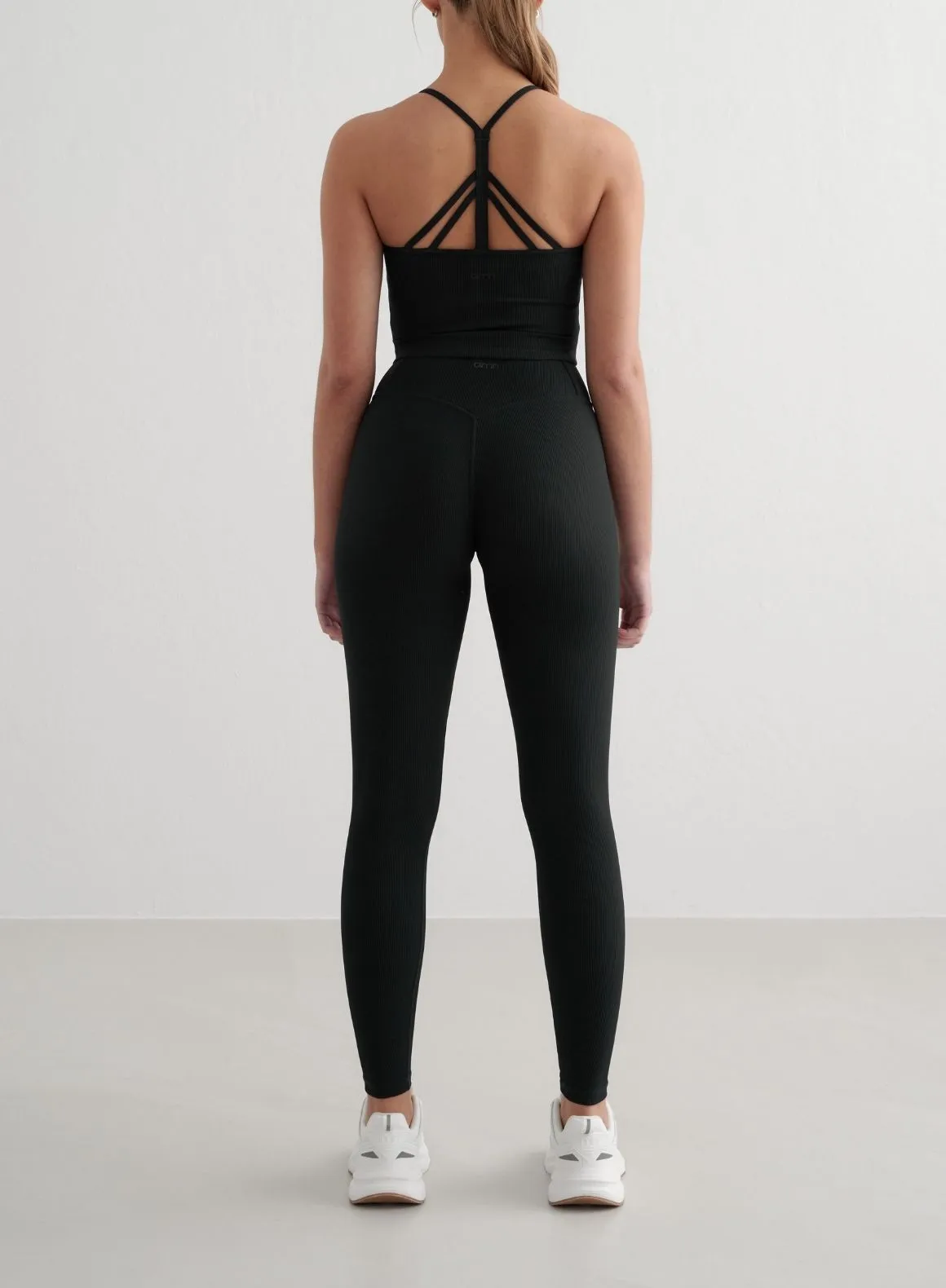 Black Ribbed Performance Bralette High Neckline