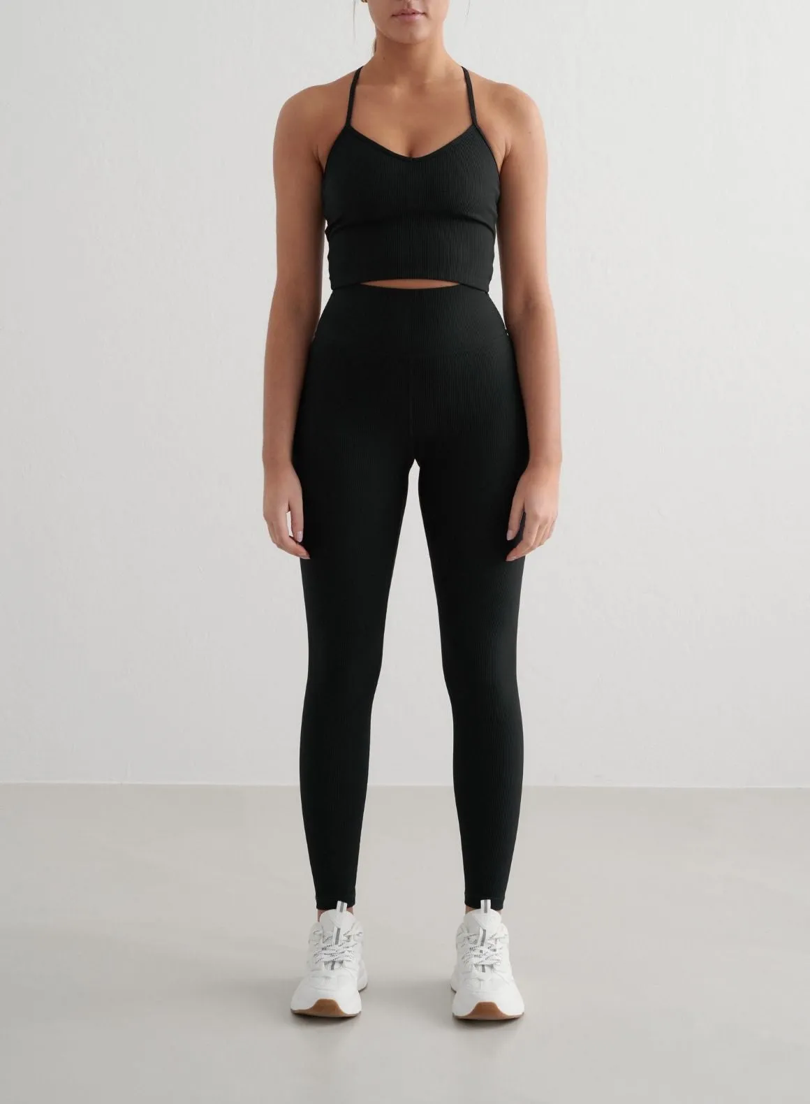 Black Ribbed Performance Bralette Core Fresh