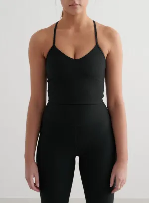 difficult to operate Adjustable Hem Tension Black Ribbed Performance Bralette