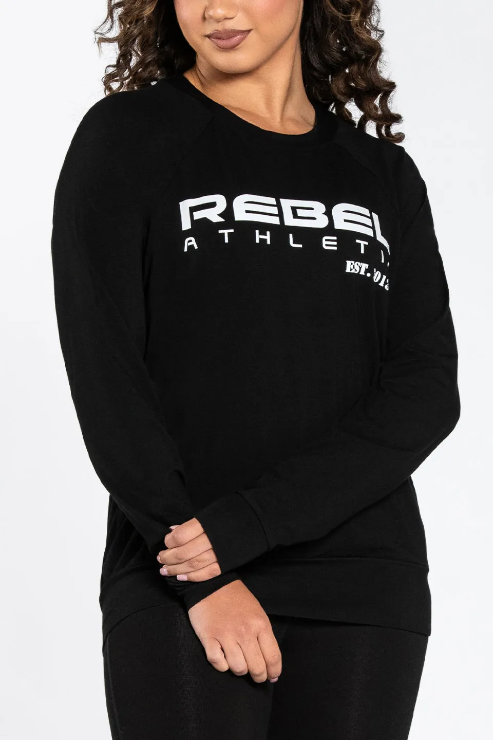 Tencel Blend Fabric Clear Mind Rebel Athletic Long Sleeve Shirt in Black
