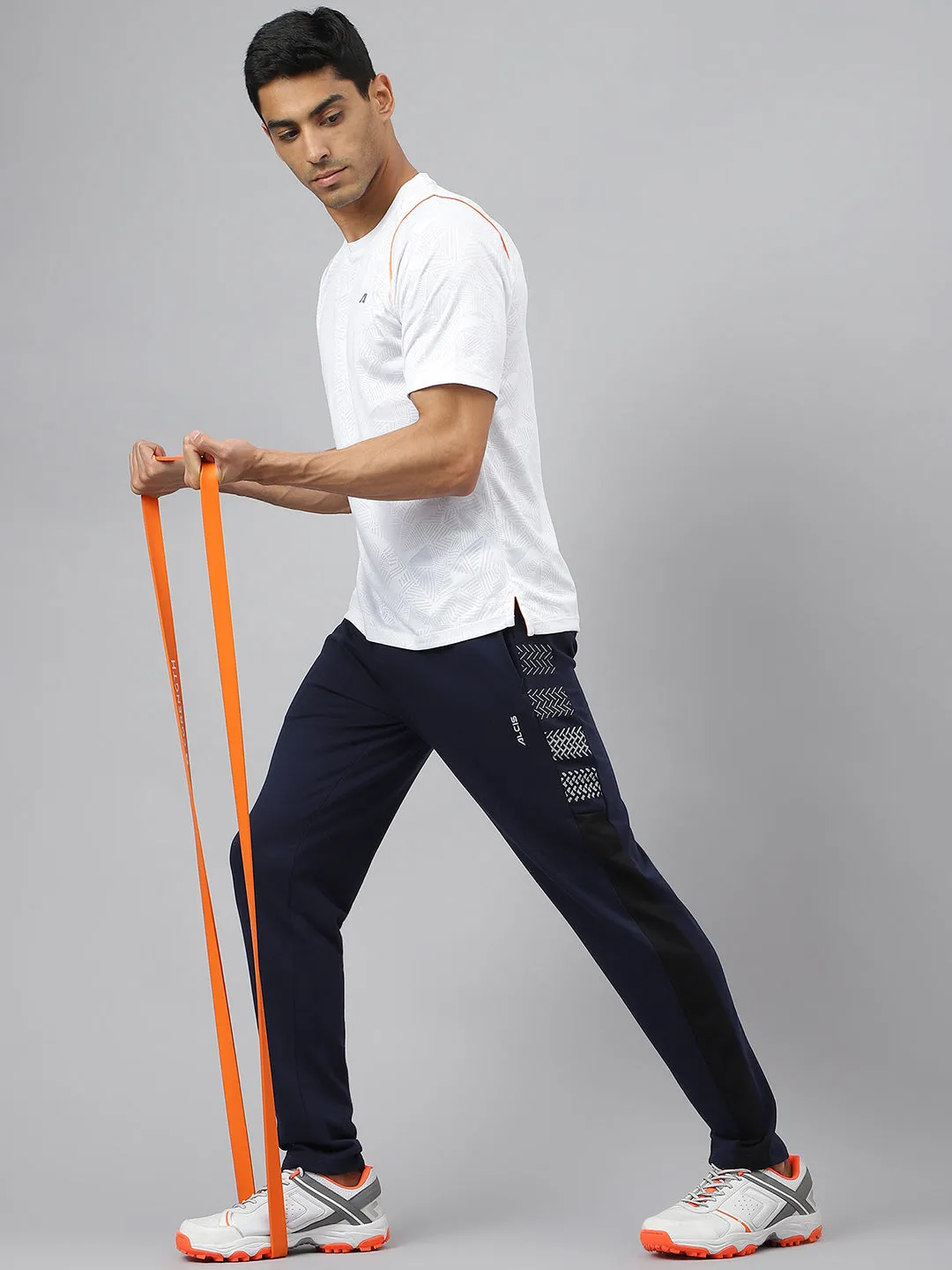 Water Repellent Coating Reflective Trim Alcis Men Graphic-Print Dress Blue Soft-Touch Athleisure Track Pants