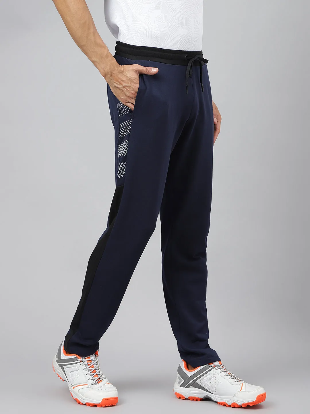 Alcis Men Graphic-Print Dress Blue Soft-Touch Athleisure Track Pants No Ride Up FunctionalZipper