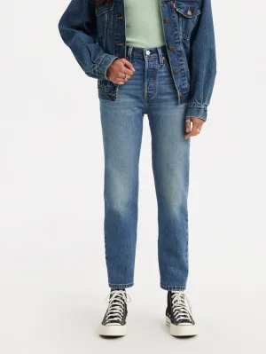 Women's 501 Blue Straight Fit Mid Rise Jeans Daily Musthave Daywear Style