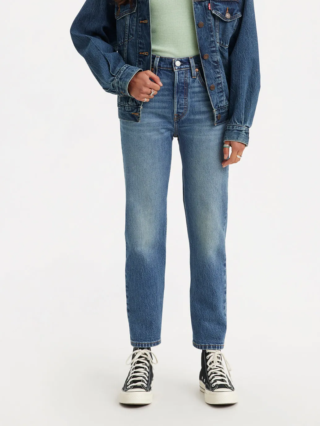 Fit Focus Smooth Texture Women's 501 Blue Straight Fit Mid Rise Jeans