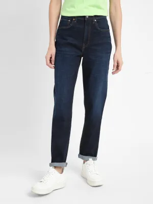 Women's Blue Loose Fit High Rise Jeans Zero Waste Pattern Design Closet Classic