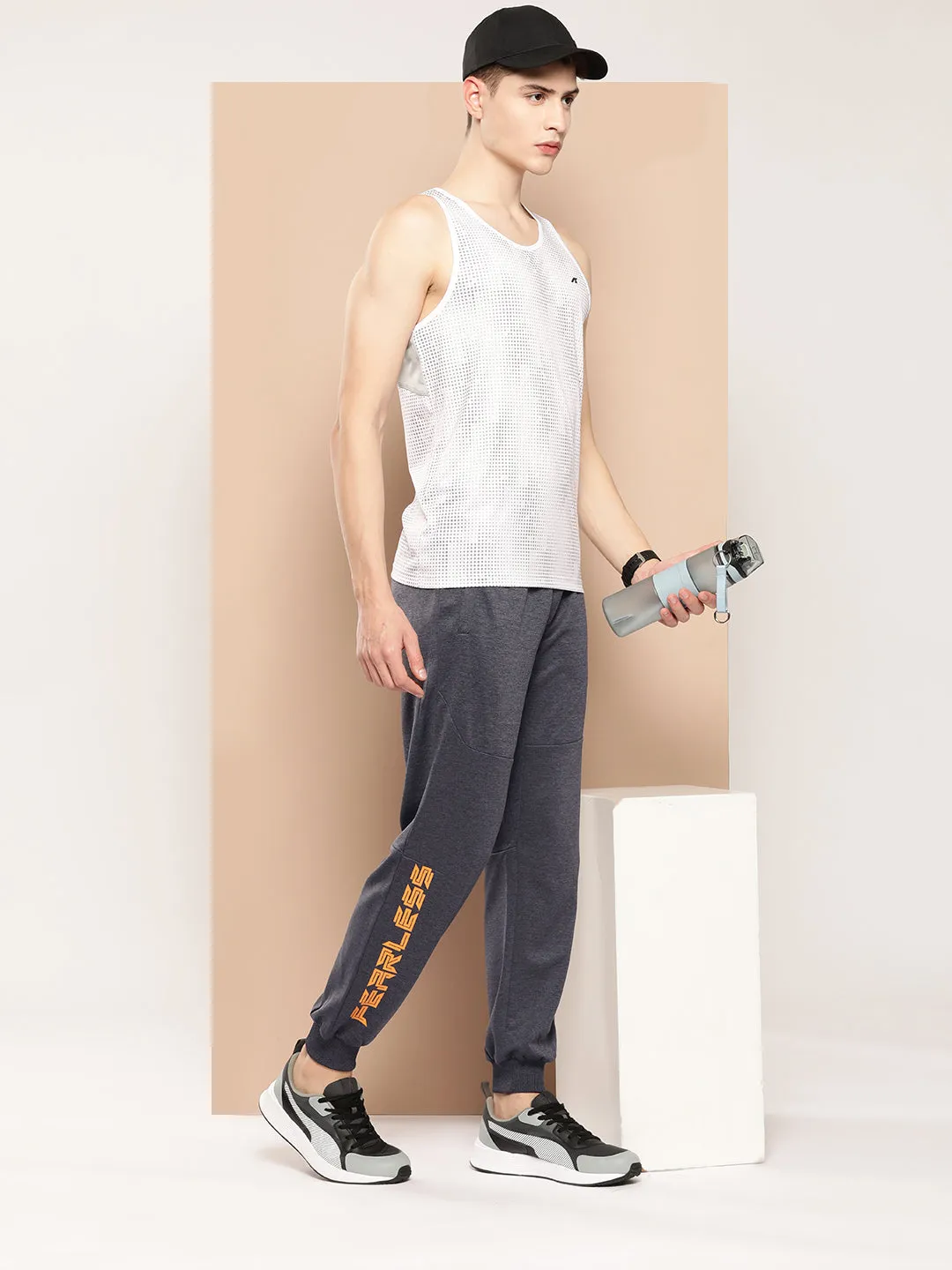 Alcis Men Typography Printed Slim Fit Joggers Thermal Regulating