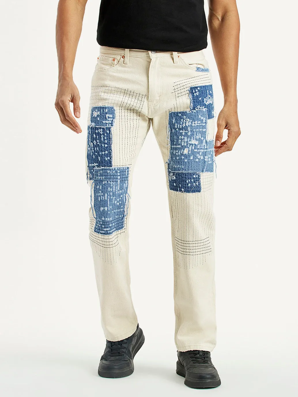 Total Fit Eco Friendly Date Night Men's 555 Off White Loose Fit Mid Rise Jeans