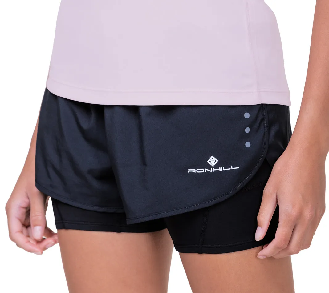 shorts set Summer Fun Ronhill Core Twin 2 In 1 Womens Running Shorts - Black