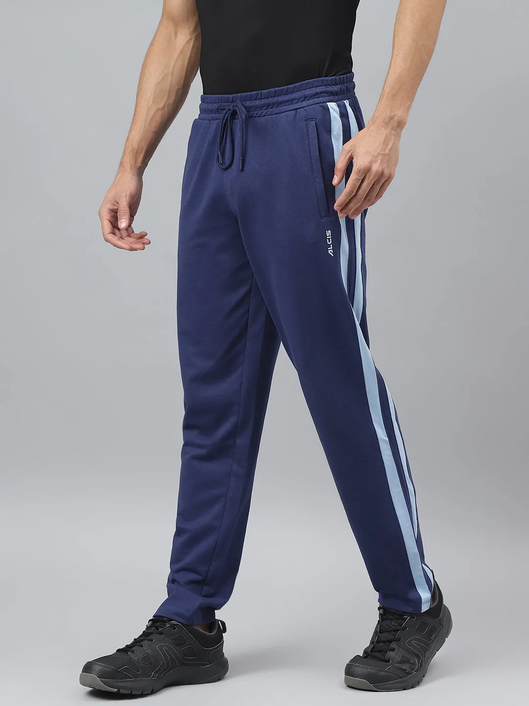 Cozy Design Alcis Men Medieval Blue Anti-Static Slim-Fit Athleisure Track Pants