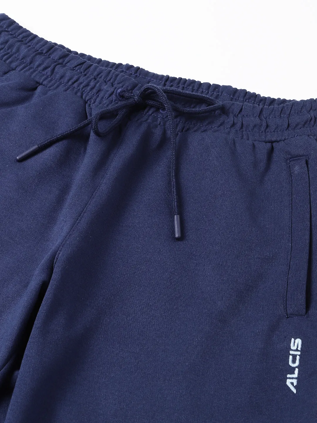 Alcis Men Medieval Blue Anti-Static Slim-Fit Athleisure Track Pants Belt loops QuickDryTechnology